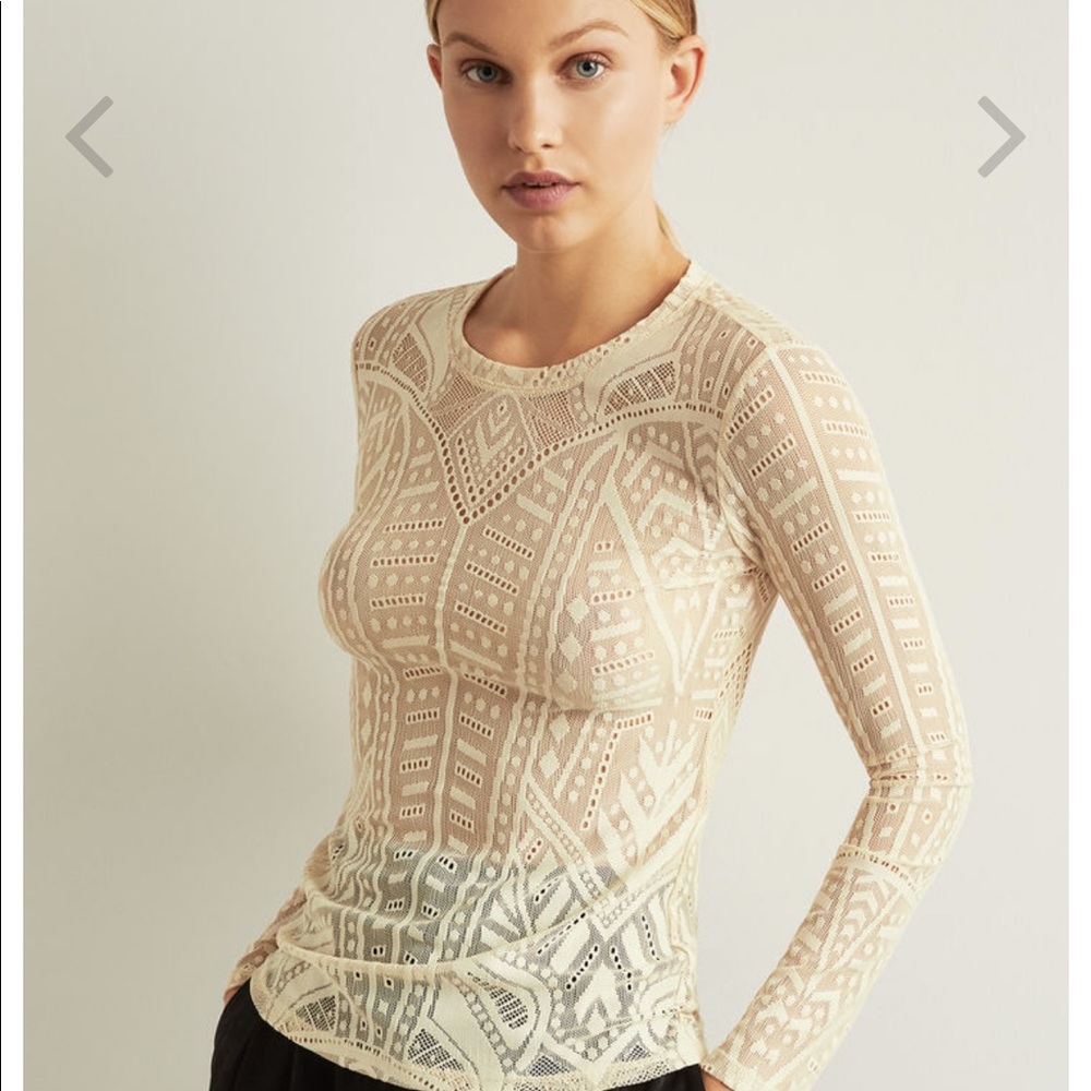 Long Sleeve Wool Lace Top - Picture 3 of 9